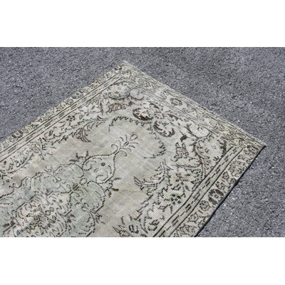 Large Green Vintage Turkish Oushak Area Rug Made Of Wool Ideal For Both Office And Bedroom Spaces