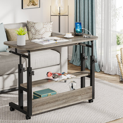 Table d'appoint roulante 35 po avec chargement sans fil et ports USB
