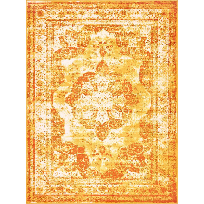 Sandrine Ikat Area Rug in Orange, Rectangle 7' x 10'