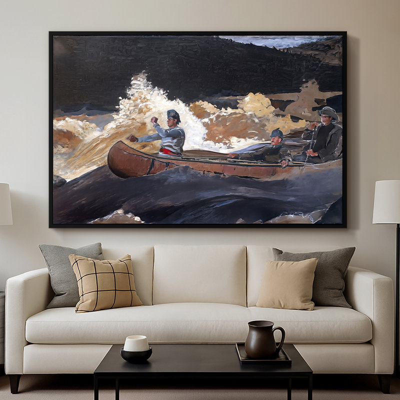 Shoot the Rapids, Saguenay River, 1905-1910 - Winslow Homer, toile tendue avec châssis, 26 x 40, Noir