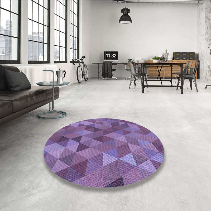 Tapis mauve à motif géométrique Branford, Rond 7 pi