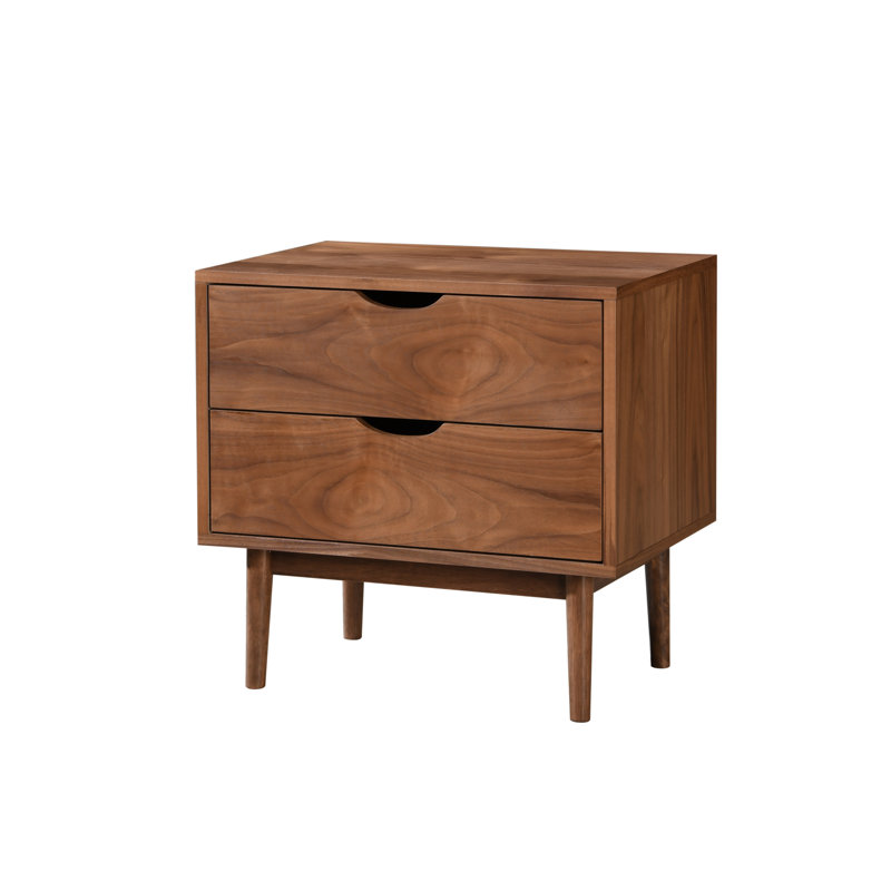 Table de chevet 2 tiroirs Indra, Noyer