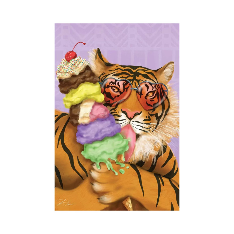 Party Safari Tiger by Shari Warren - Wrapped Canvas Print, 20.32 cm H x 30.48 cm W