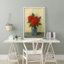 "Red Floral Bouquet" dans un vase en verre bleu, "Nature morte", reproduction d'art sur toile