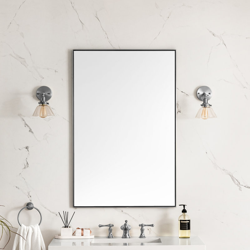 Rohe Beveled Mirror, 26" W x 40" H, Satin Nickel