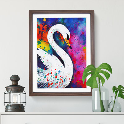 Swan Paint Splash - Framed Print