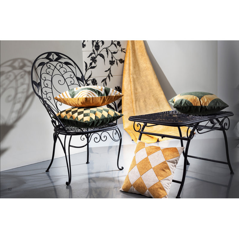 Yakut Square Cushion Cover, Green/Gold
