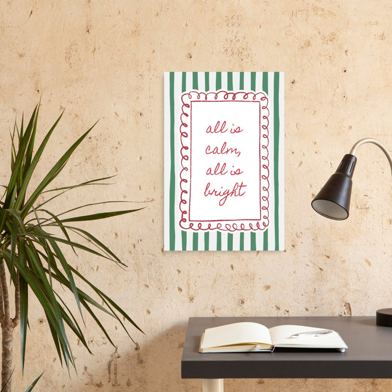 Calm Bright Holiday Verse Peaceful Serene Contemporary Winter Wall Art Print 1 Piece Wrapped Canvas Wall Art