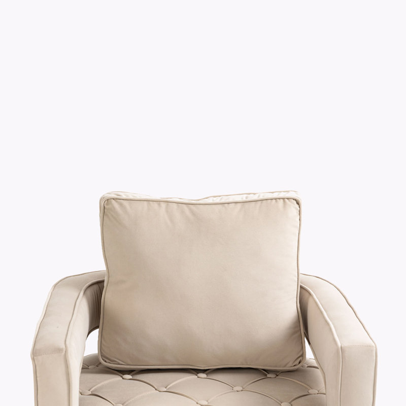 Salon avec fauteuil à baril pivotant l 30 po Jarone , Velours beige