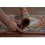 Tapis de couloir indien orange à motif géométrique Oushak 3 x 10