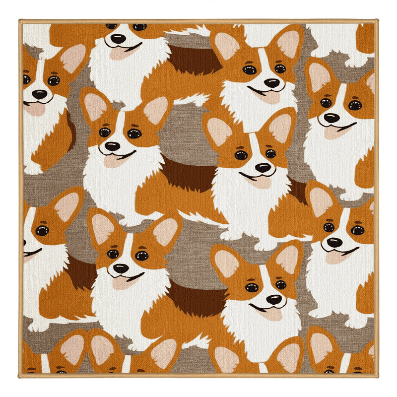  Tapis lavable pour chien Welsh Corgi Pembroke, Carré 3 pi