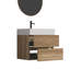 Meuble-lavabo Grace 24 en chêne brut + chêne brut avec lavabo en quartz blanc et tiroirs doux, meuble-lavabo mural flottant pour salle de bain moderne, lavabo une pièce blanc brillant, KD