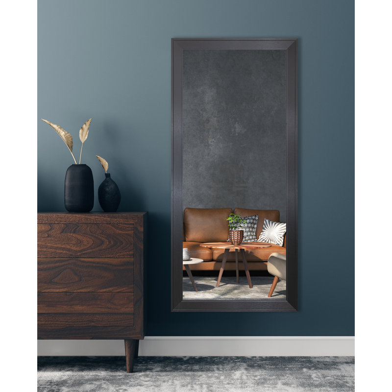 Miroir mural en bois noir pleine longueur, 63,5 po x 25,5 po