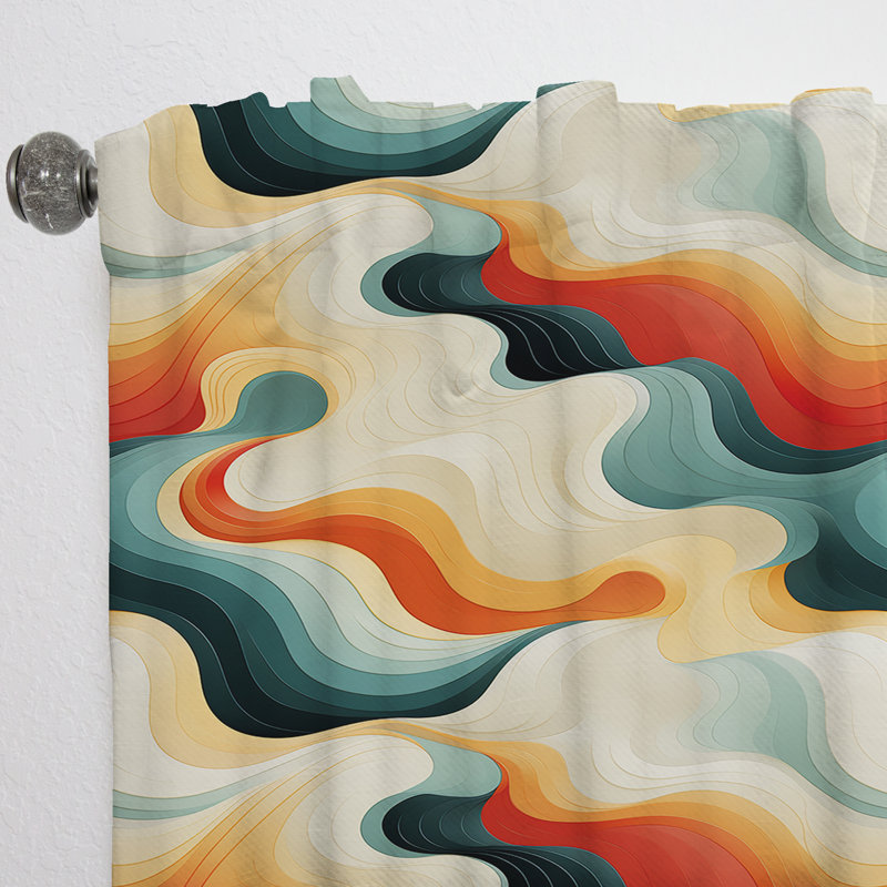 Nostalgic Mod Waves - Rideau Mid-Century - Velours obscurcissant - 1 panneau, L 52 po x L 108 po