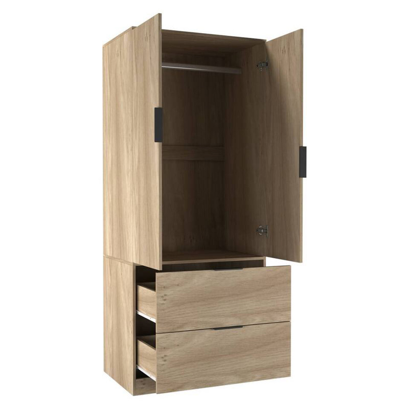Sibby 2 Door Solid Wood Wardrobe, Oak