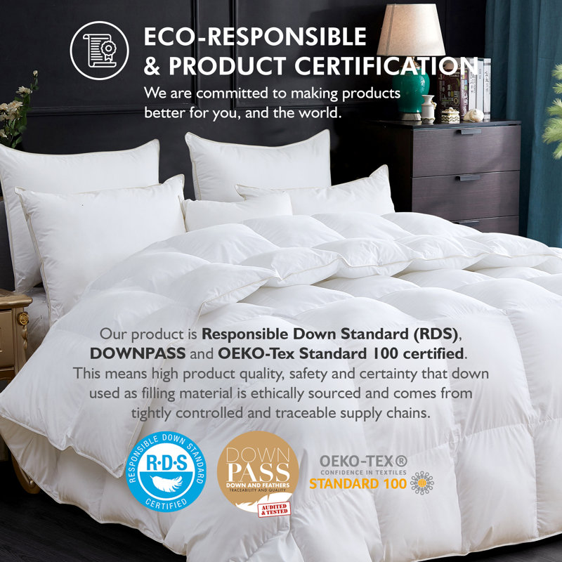 Édredon en duvet et duvet d'oie 750 po³ / oz, Très grand californien très grand