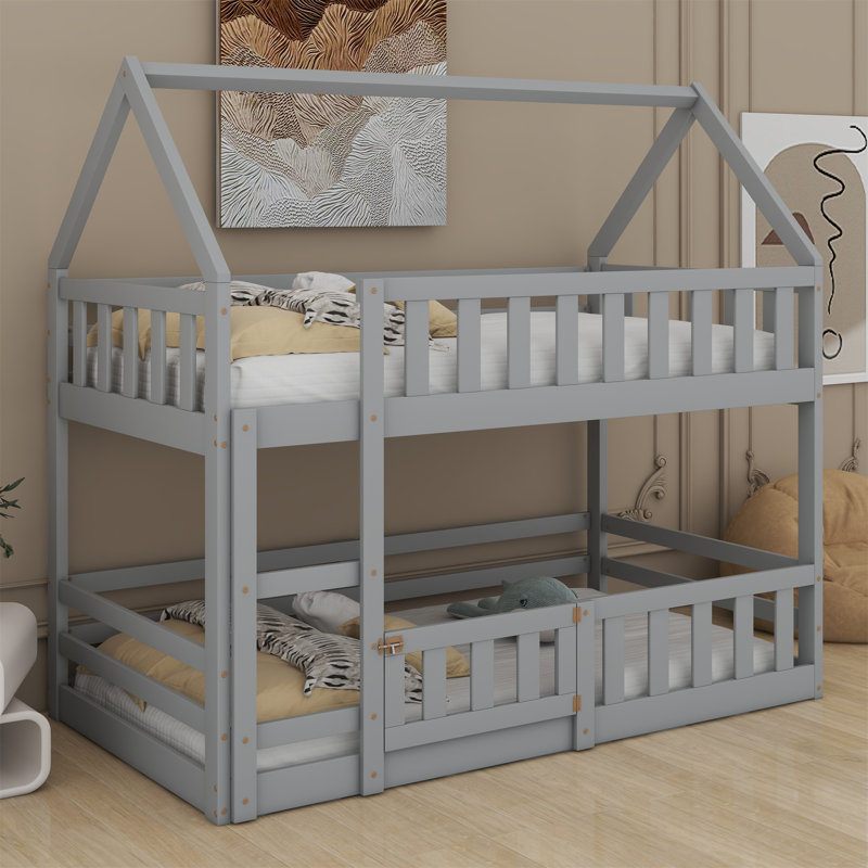 Ballymena Kids Twin Over Twin Bunk Bed, Gray