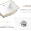 Lavabo de salle de bain encastré rectangulaire de 16 pouces, à faible absorption, résistant aux acides et aux alcalis, lavabo de style américain avec profondeur de 18,9 po, encastré en porcelaine blanche, stable à la température, 11,55 lb