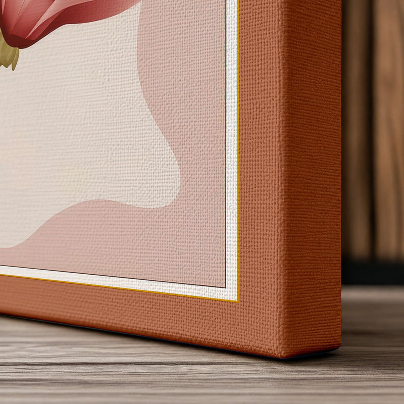 Magnolia Bloom Botanical - Wrapped Canvas, 18x12 - 45.7 x 30.5 cm, Terracotta Border