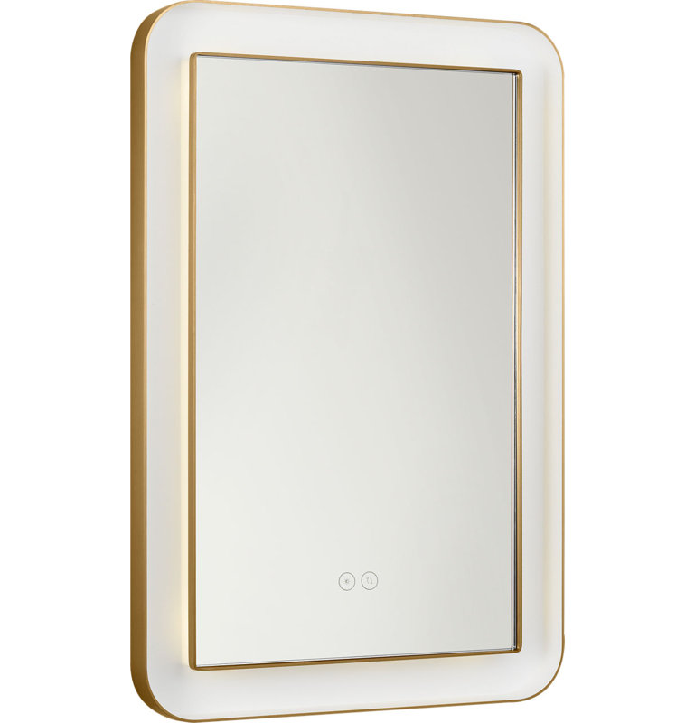 Chopin Rectangular Illuminated Mirror, 27" H x 18" W x 1.5" D, Burnished Brass