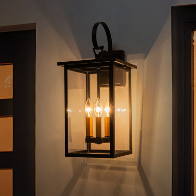 3-Light Square Lantern Outdoor Wall Sconce