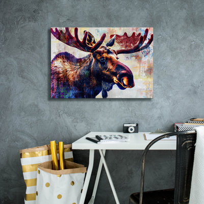 «Moose Head» par Andreas Magnusson, art mural sur toile, 54 po x 40 po