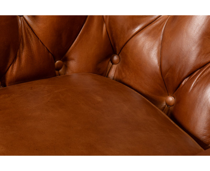 Coolidge Swivel Club Chair, Havana Brown Genuine Leather