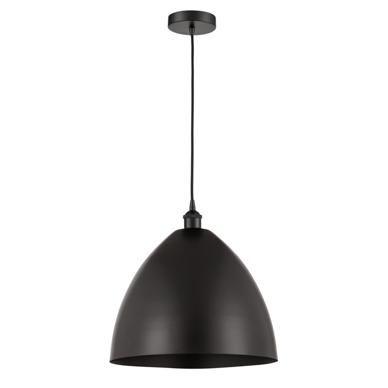 Luminaire suspendu conique à 1 lumière, Noir mat, Noir mat