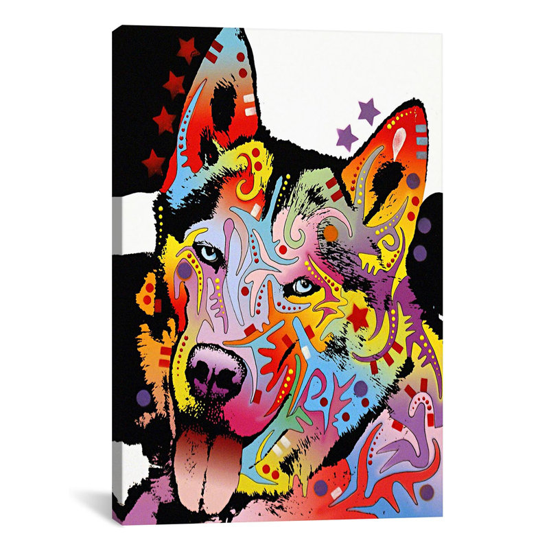 Husky sibérien - impression sur toile tendue, H 26 po x l 18 po x P 1,5 po, Cadre noir