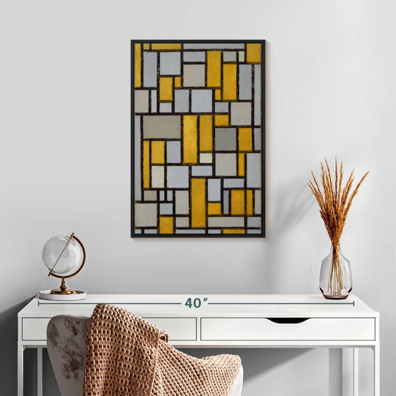 Composition avec grille 1, Cadre flottant noir, 17 po x 25 po
