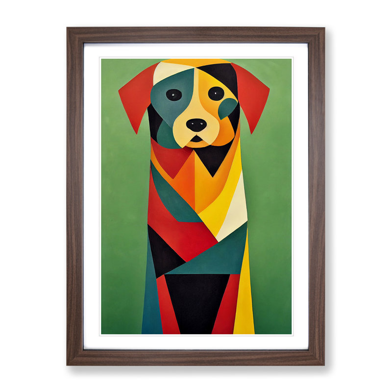 Dog - Single Picture Frame Print, 34cm H x 25cm W x 2cm D, Walnut