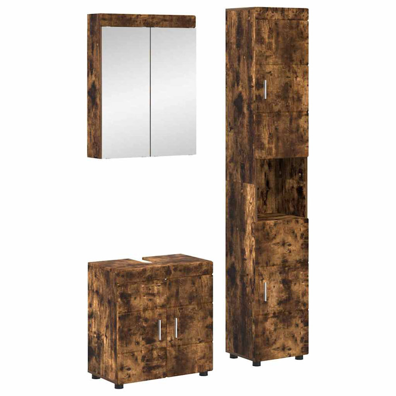 Vanity & Mirror Set, Dark Wood