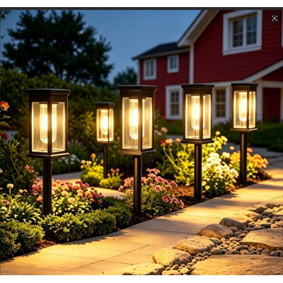 Paquet de 6 lumières de sentier solaires d'extérieur, éclairage de paysage à DEL imperméable marche / arrêt automatique, lumières de jardin solaires lumineuses pour la cour de l'allée
