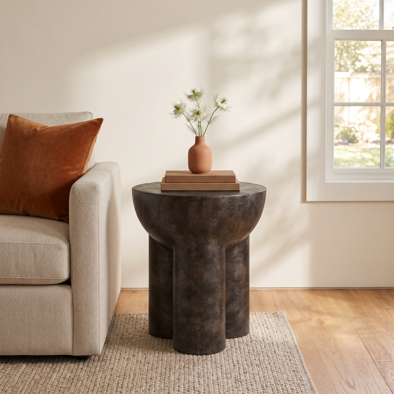 Tillie Aluminum Top End Table, Raw Black