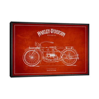 Harley-Davidson Red Patent Blueprint by Aged Pixel - Gallery-Wrapped Canvas Giclée on Canvas