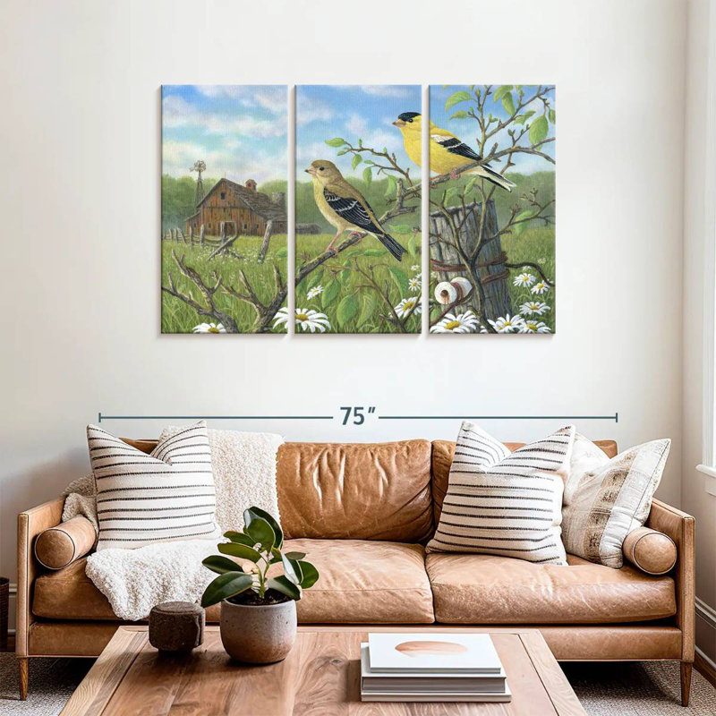 Brampt Golden Moment Finches, 36" H x 57" W