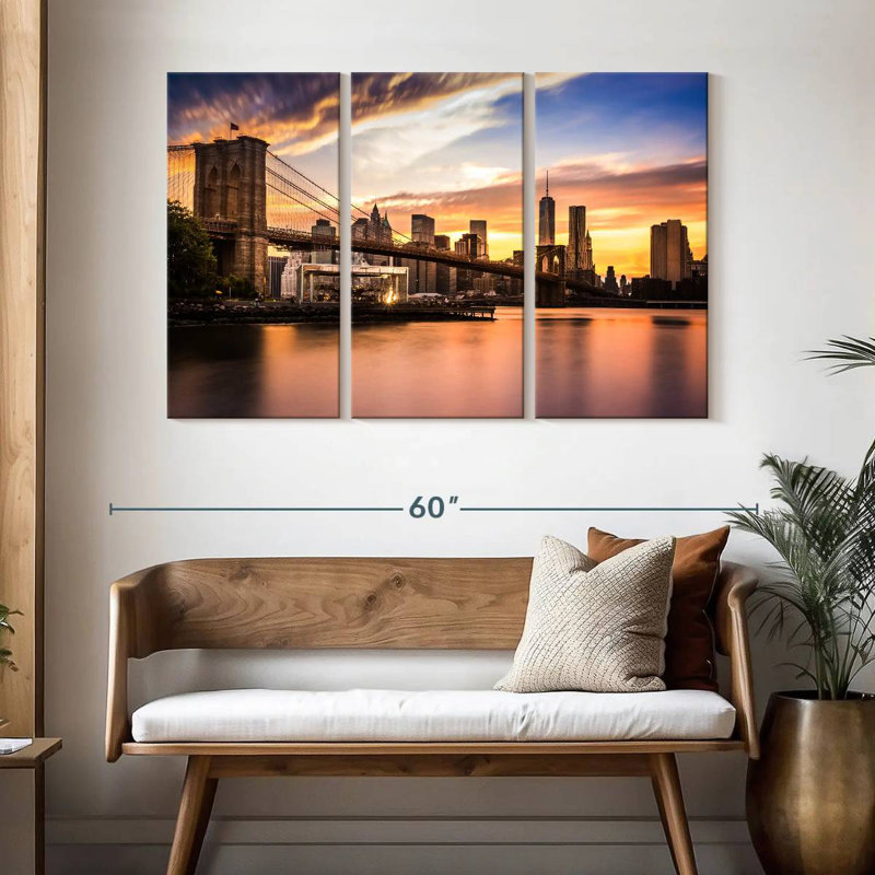 Lilie Brooklyn Bridge Sunset, 32" H x 50" W