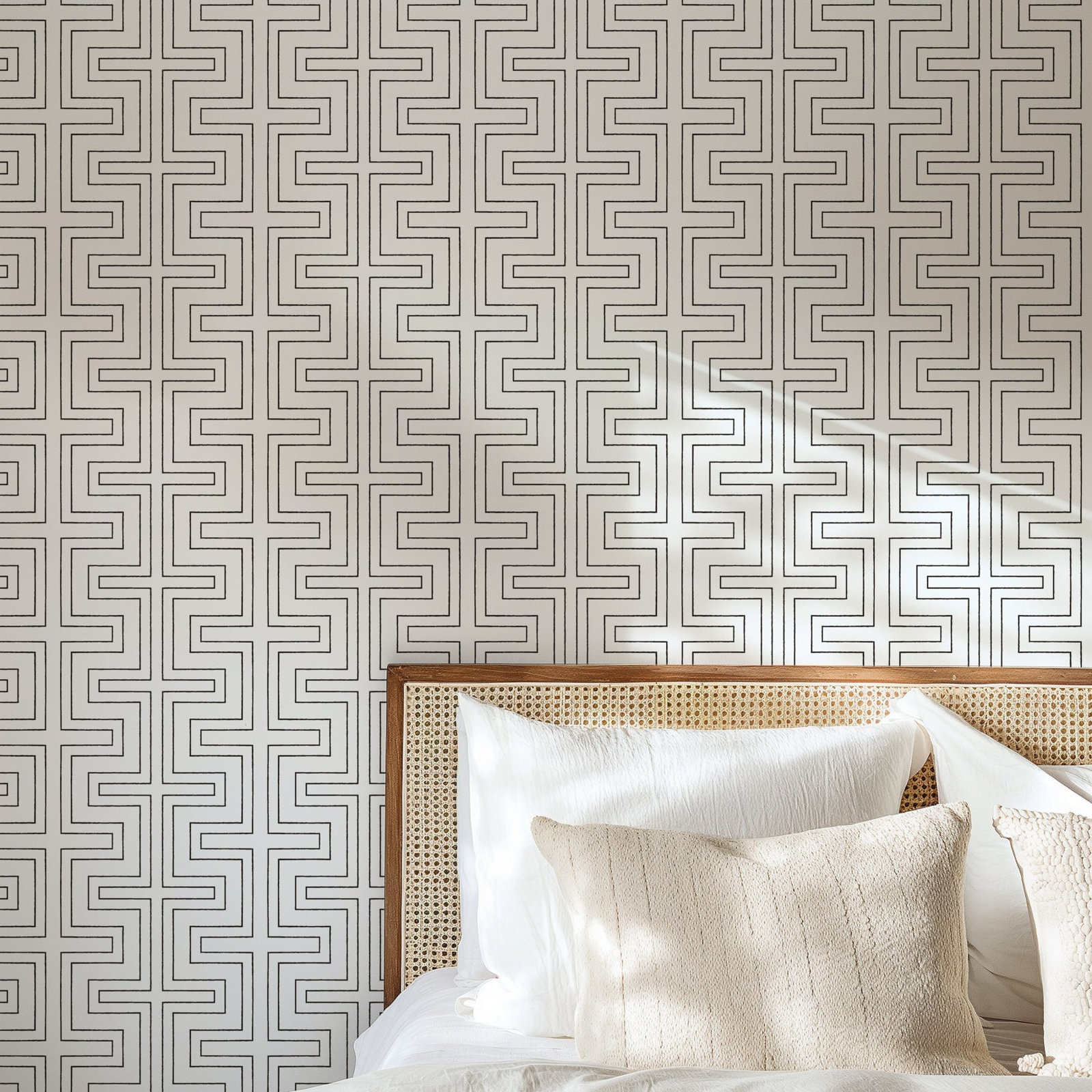 Halsted Modern Geometric Peel & Stick Wallpaper, Black, Non-pasted, Paper