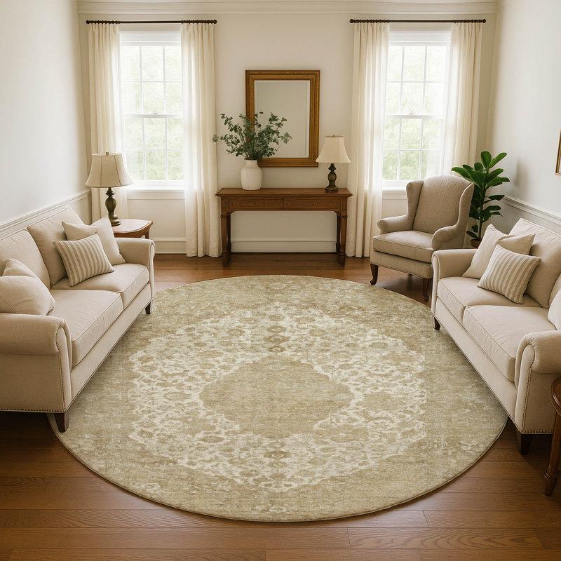 Premium Machine Washable Honig AMF1657 Global Rug, Round 8'
