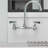 Double Handle Wall Mount Standard Kitchen Faucet with Spout 8 in. Widespread in Polished Chrome