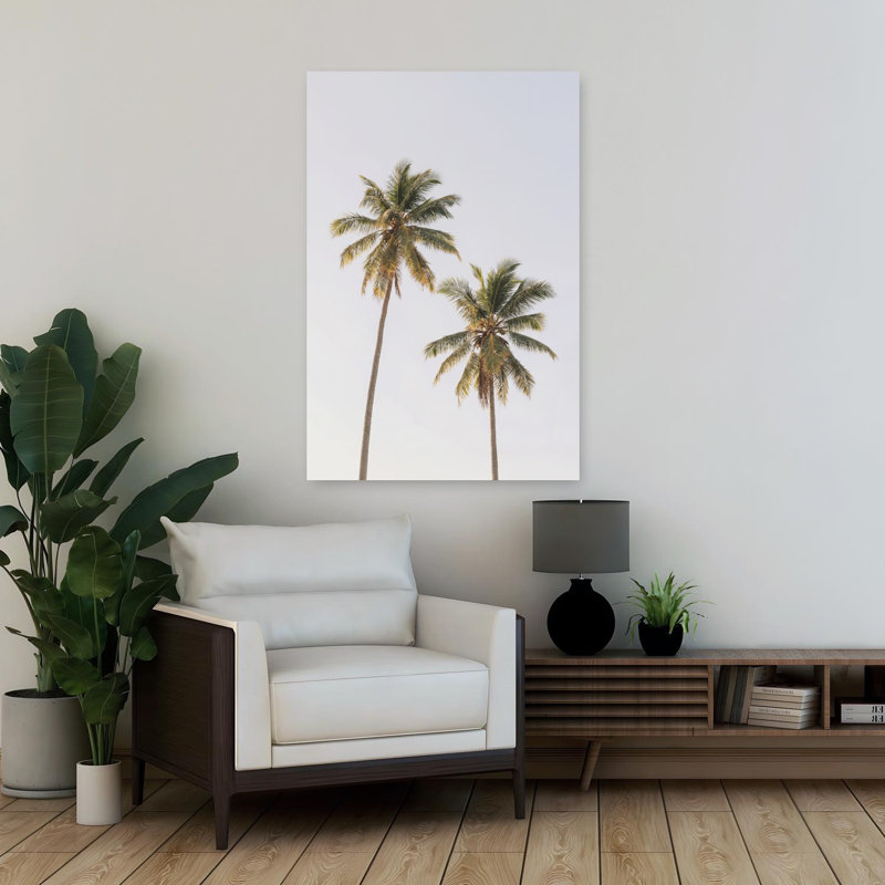 Palmiers abstraits, art mural contemporain, H 36 po x l 24 po