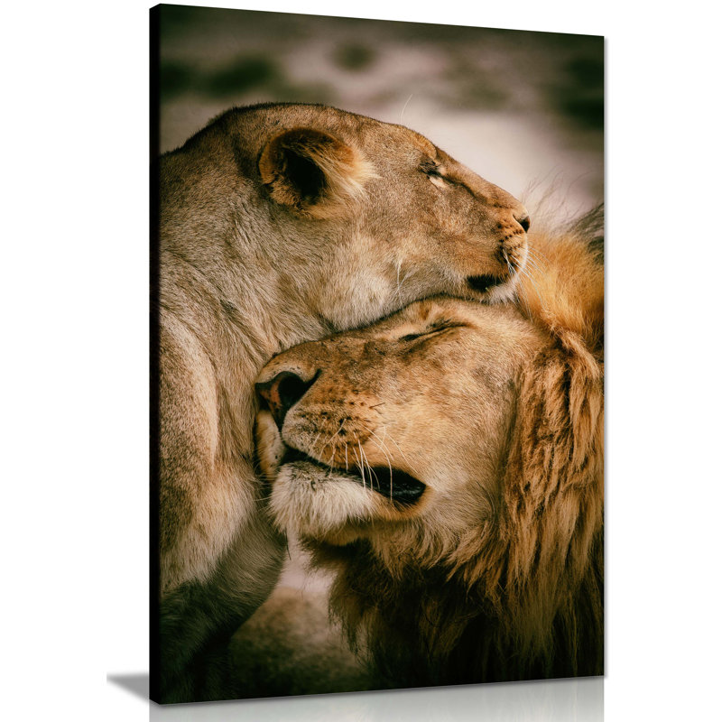 Lion & Lioness - Wrapped Canvas Print, 31cm H x 20cm W