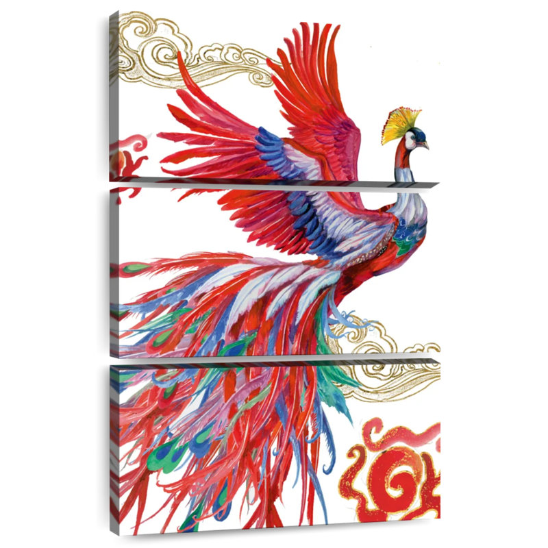 Brampt oiseau coloré Phoenix, H 65 po x l 42 po
