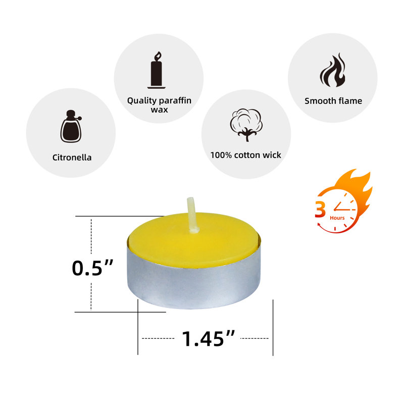Bougie parfumée Citronella, Jaune, Ensemble de 100