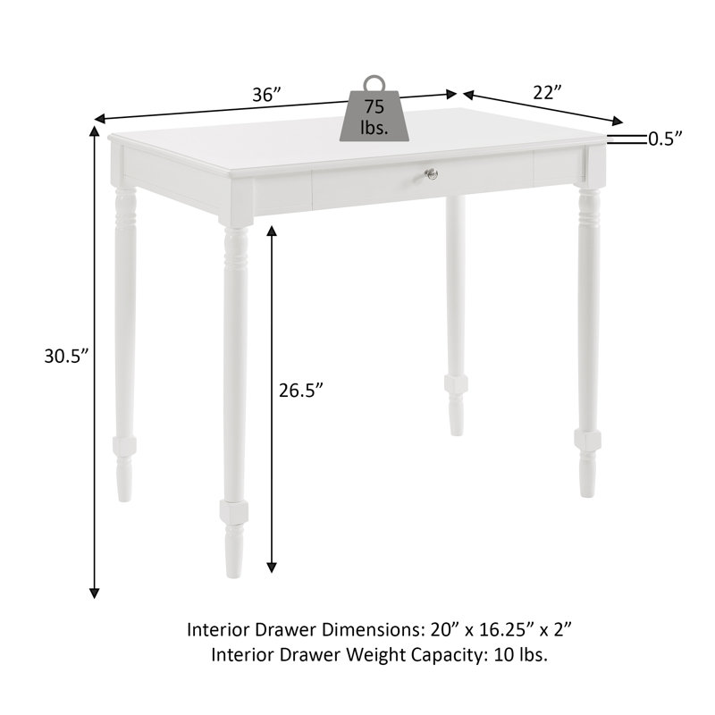 Mayall Solid Wood Base Writing Desk, White