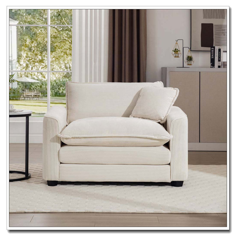 Fauteuil club en velours côtelé, fauteuil, H 33,85 po x l 45,25 po x P 34,25 po