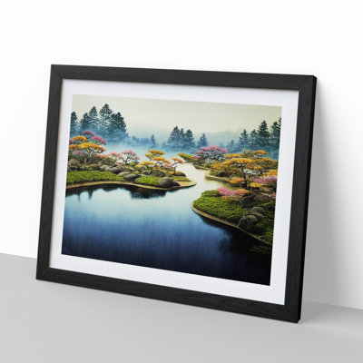 Watercolour Japanese Garden Pond Vol.2 - Single Picture Frame Print