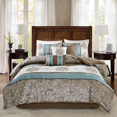Ensemble de literie 7 pièces pour grand lit en jacquard