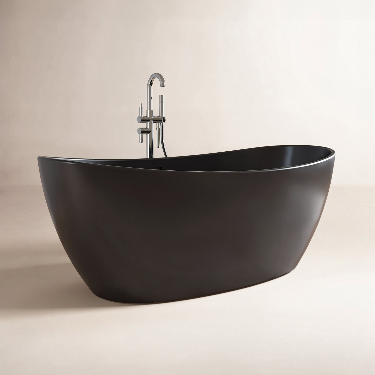 Forma 65" Double Slipper Soaking Bathtub, Matte Black