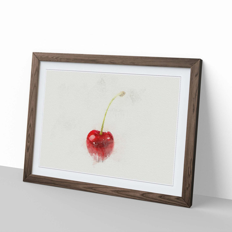 Lone Cherry in Abstract - Picture Frame Graphic Art Print, 40cm H x 60cm W x 2cm D, Walnut